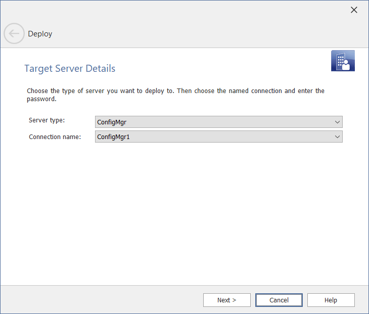 Deploy Wizard / Choose Applications Panel