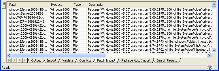 Sample Patch Impact Analysis Results